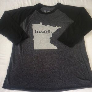 Gray and Black Raglan T-Shirt with Home Graphic